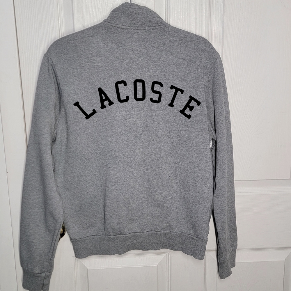 Lacoste 100% Cotton Full Zip Logo Vintage Sweater